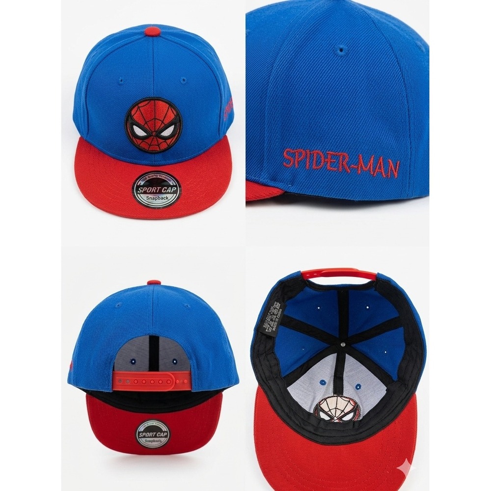 Marvel Spider-Man Snapback Hat Blue Red Embroidered Kids Adjustable Cap